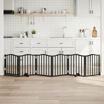 Hondenhek inklapbaar 6 panelen 300 cm populierenhout zwart 1