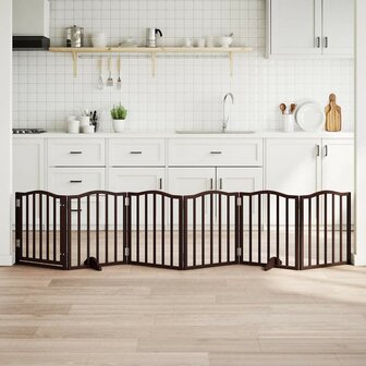 Hondenhek inklapbaar 6 panelen 300 cm populierenhout bruin eik 1