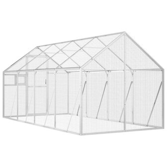 Voli&egrave;re 1,79x4x1,85 m aluminium zilverkleurig 5