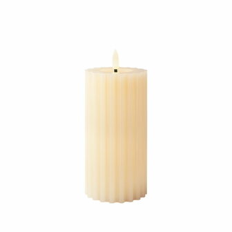 LED kaars Lumineo Cr&egrave;me &Oslash; 7,5 x 17,3 cm Met reli&euml;f (AAA) 1