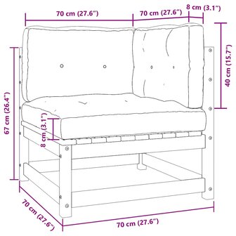 2-delige Loungeset met kussens massief grenenhout grijs 6