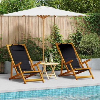 Strandstoel 2 pcs Bruin 61.5 x 123 x 82cm Massief acaciahout 1