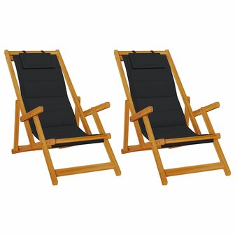 Strandstoel 2 pcs Bruin 61.5 x 123 x 82cm Massief acaciahout 2