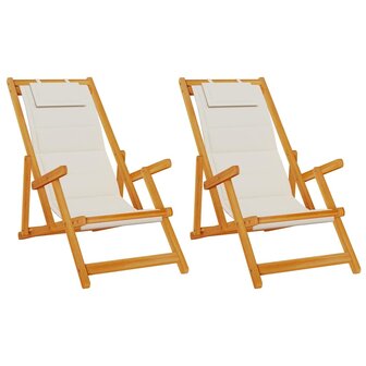 Strandstoel 2 pcs Bruin 61.5 x 123 x 82cm Massief acaciahout 2