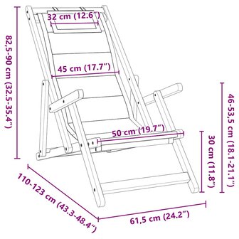 Strandstoel 2 pcs Bruin 61.5 x 123 x 82cm Massief acaciahout 7