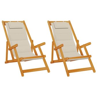Strandstoel 2 pcs Bruin 61.5 x 123 x 82cm Massief acaciahout 2