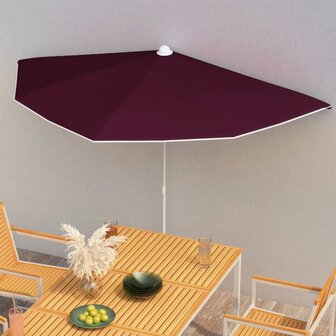 Parasol half met paal 180x90 cm bordeauxrood 1