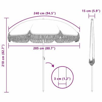 Parasol Grijs en Wit &Oslash; 205 x 209 cm Staal 7