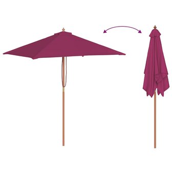 Parasol met houten paal 150x200 cm bordeauxrood 6