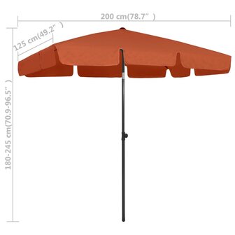 Strandparasol 200x125 cm terracottakleurig 8
