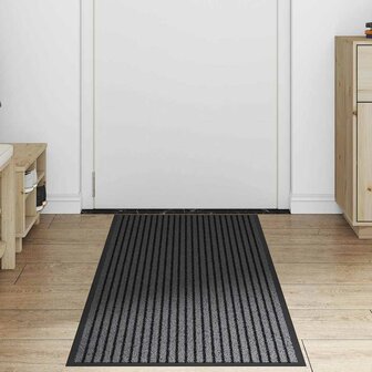 Deurmat Striped Zwart en Grijs 60 x 150 cm Polypropyleen, PVC 3