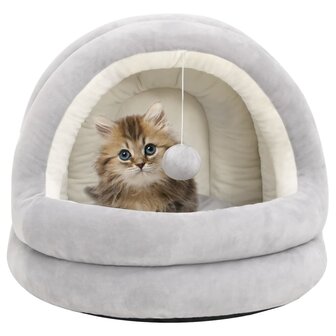 Kattenmand 40x40x35 cm grijs en cr&egrave;mekleurig 1