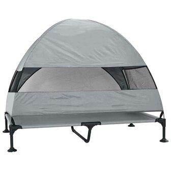 Verhoogd Hondenbed Lichtgrijs 127 x 81 x 108 cm Stof en Staal 6