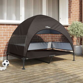 Verhoogd Hondenbed Bruin 127 x 81 x 108 cm Stof en Staal 1