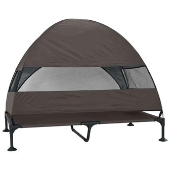 Verhoogd Hondenbed Bruin 127 x 81 x 108 cm Stof en Staal 6