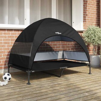 Verhoogd Hondenbed Zwart 127 x 81 x 108 cm Stof en Staal 1