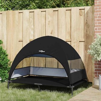 Verhoogd Hondenbed Zwart 127 x 81 x 108 cm Stof en Staal 3