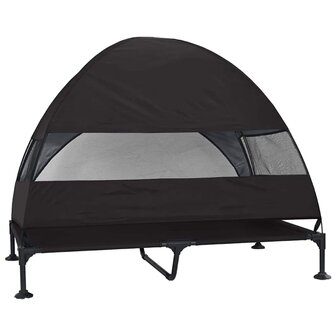Verhoogd Hondenbed Zwart 127 x 81 x 108 cm Stof en Staal 6