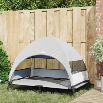 Verhoogd Hondenbed Zilvergrijs 127 x 81 x 108 cm Stof en Staal 3