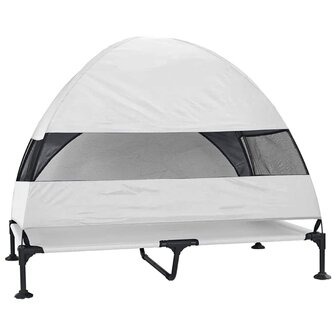Verhoogd Hondenbed Zilvergrijs 127 x 81 x 108 cm Stof en Staal 6