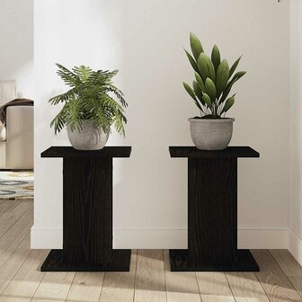 Plantenstandaard 2 pcs Zwart eiken 30 x 30 x 40 cm Bewerkt hout 4