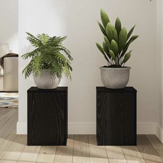 Plantenstandaard 2 pcs Zwart eiken 25 x 25 x 35 cm Bewerkt hout 4