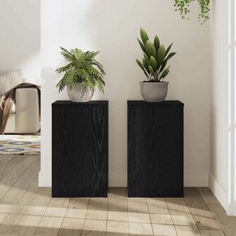 Plantenstandaard 2 pcs Zwart eiken 30 x 30 x 50 cm Bewerkt hout 4