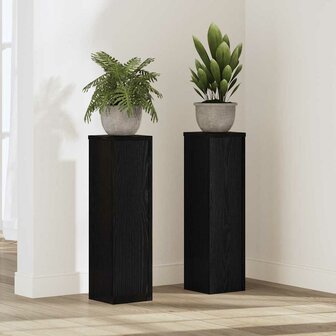 Plantenstandaard 2 pcs Zwart eiken 17 x 17 x 60 cm Bewerkt hout 1