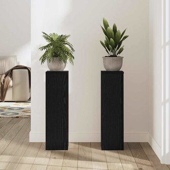 Plantenstandaard 2 pcs Zwart eiken 17 x 17 x 60 cm Bewerkt hout 4