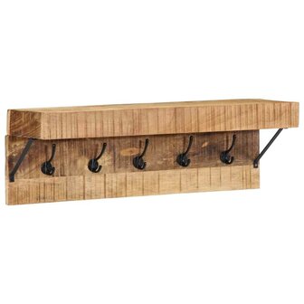 Kapstok met plank Bruin 73 x 19 x 23 cm Massief mangohout 2