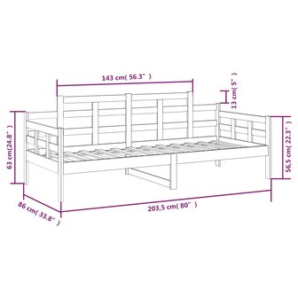 Slaapbank massief grenenhout wit 80x200 cm 9