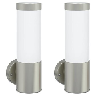 Buitenwandlampen 2 pcs Zilver 12 x 7.5 x 27 cm Roestvrij staal 2