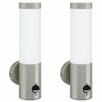 Buitenwandlampen 2 pcs Zilver 12 x 7.5 x 29 cm Roestvrij staal 2