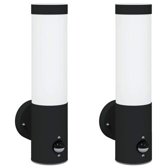 Buitenwandlampen 2 pcs Zwart 12 x 7.5 x 29 cm Roestvrij staal 2