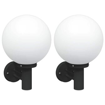Buitenwandlampen 2 pcs Zwart 28 x 25 x 38 cm Roestvrij staal 2