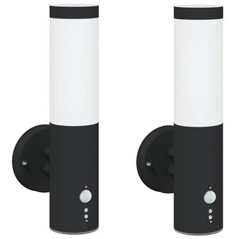 Buitenwandlampen 2 pcs Zwart 15 x 7.5 x 33 cm Roestvrij staal 2