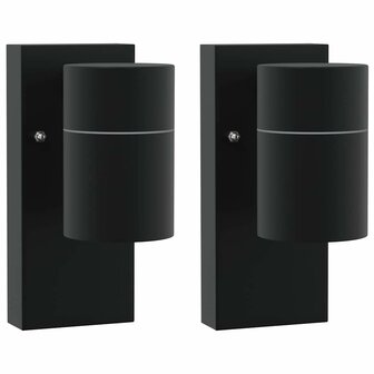 Buitenwandlampen 2 pcs Zwart 6.5 x 10.5 x 16 cm Roestvrij staal 2