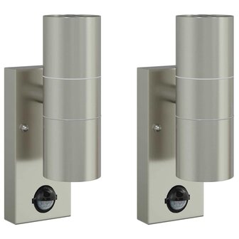 Buitenwandlampen 2 pcs Zilver 7 x 10 x 22 cm Roestvrij staal 2