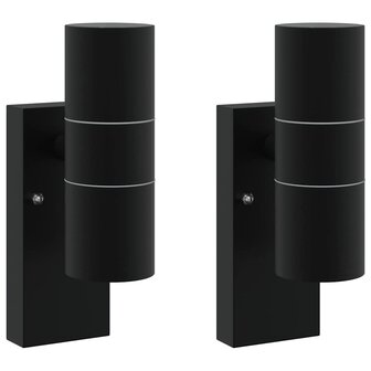 Buitenwandlampen 2 pcs Zwart 7 x 10 x 22 cm Roestvrij staal 2