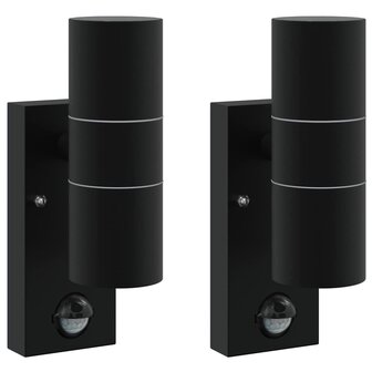 Buitenwandlampen 2 pcs Zwart 7 x 10 x 22 cm Roestvrij staal 2