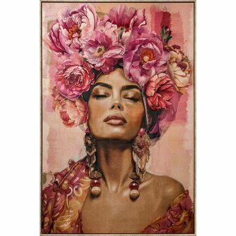 Schilderij Home ESPRIT Roze Blommor Fluweel Shabby Chic 103 x 4,5 x 143 cm 1