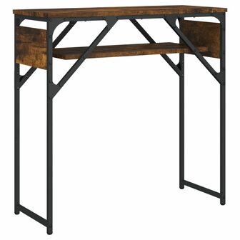 Wandtafel met schap 75x30x75 cm bewerkt hout gerookt eiken 2