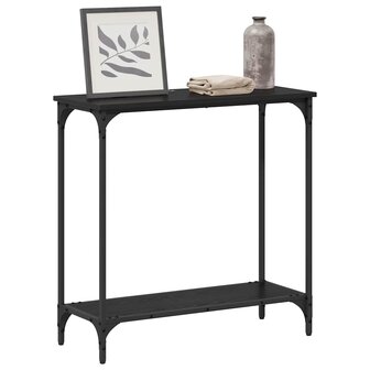 Wandtafel met plank Zwart eiken 75 x 30.5 x 75 cm Bewerkt hout 3