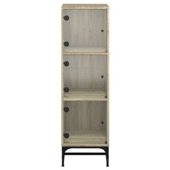 Hoge kast met glazen deuren 35x37x120 cm sonoma eikenkleurig 6