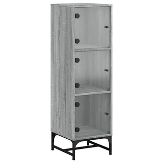 Hoge kast met glazen deuren 35x37x120 cm grijs sonoma eiken 2