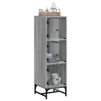 Hoge kast met glazen deuren 35x37x120 cm grijs sonoma eiken 5