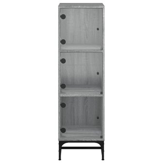 Hoge kast met glazen deuren 35x37x120 cm grijs sonoma eiken 6
