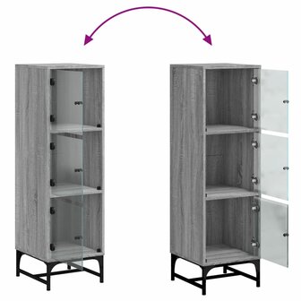 Hoge kast met glazen deuren 35x37x120 cm grijs sonoma eiken 9