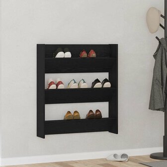 Wand Schoenenkast met plank 2 pcs Zwart eiken 80 x 18 x 90 cm 1