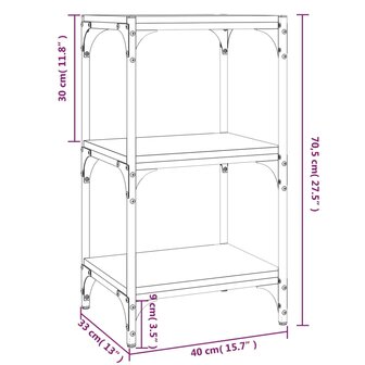 Boekenkast 40x33x70,5 cm hout en staal grijs sonoma eikenkleur 9